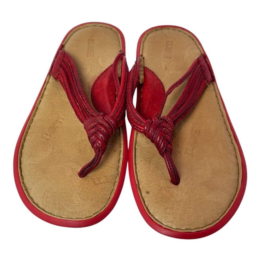 Born Red Knotted Leather Thong Sandals